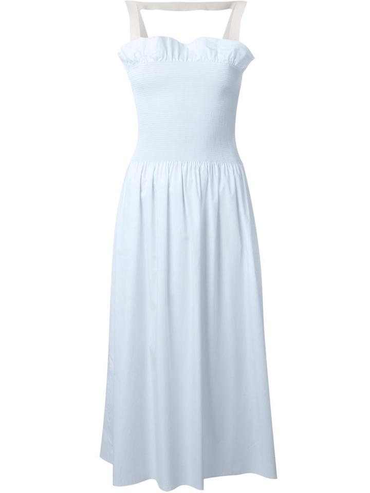 Mm6 Maison Margiela Ruched Bust Midi Dress, Women's, Size: L, Blue, Cotton