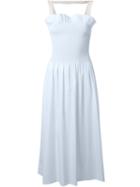 Mm6 Maison Margiela Ruched Bust Midi Dress, Women's, Size: L, Blue, Cotton