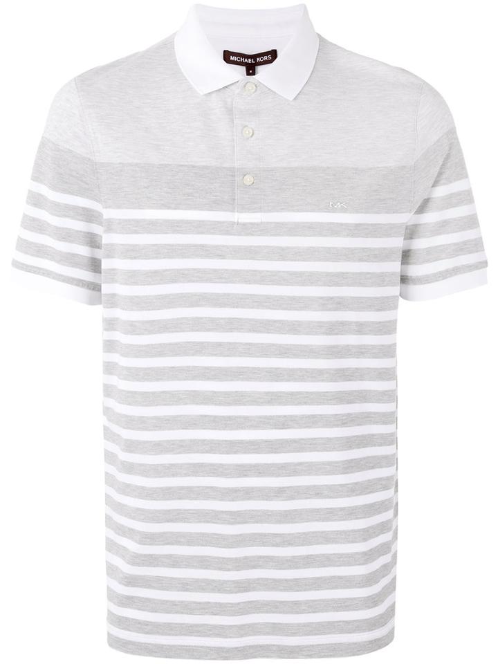Striped Polo Shirt - Men - Cotton - L, Grey, Cotton, Michael Michael Kors