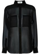 Saint Laurent Sheer Blouse, Women's, Size: 38, Black, Silk