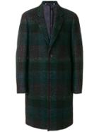 Ps By Paul Smith Checked Overcoat - Black