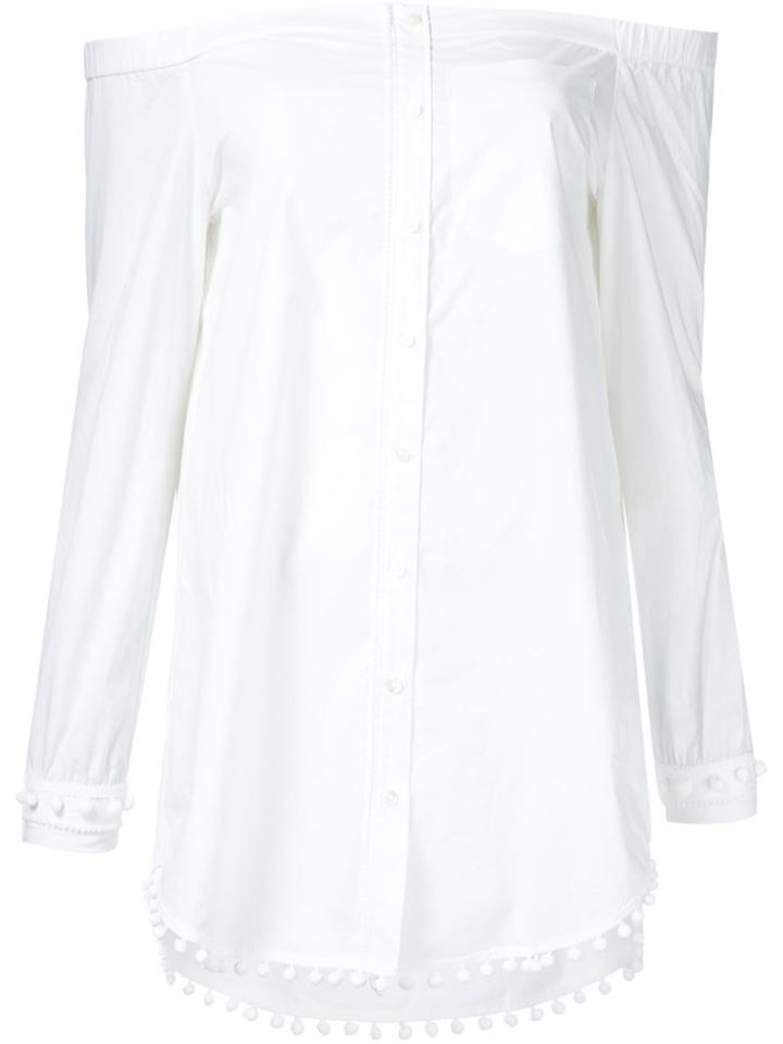 Derek Lam 10 Crosby Off-shoulder Shirt, Women's, Size: 8, White, Cotton