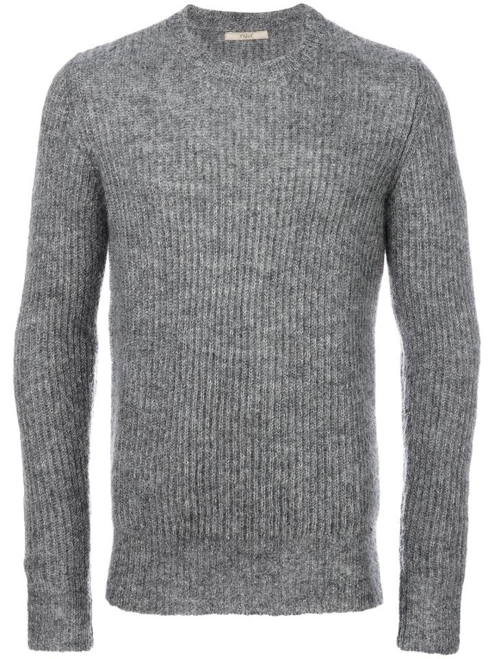 Nuur - Ribbed Crew Neck Jumper - Men - Nylon/mohair/wool - 50, Grey, Nylon/mohair/wool