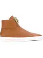 Versace Medusa Slip On Hi-top Sneakers, Men's, Size: 44, Brown, Leather/rubber