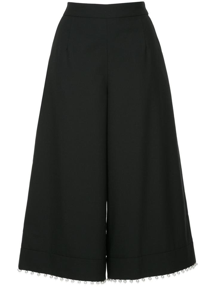 Muveil Faux Pearl-embellished Culottes - Black