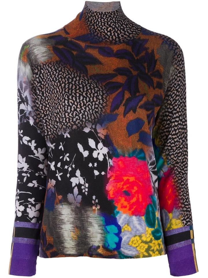 Etro Mix Print Roll Neck Jumper, Women's, Size: 42, Silk/cashmere