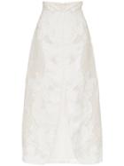 Zimmermann Corsage Floral Appliqué Slit Skirt - White