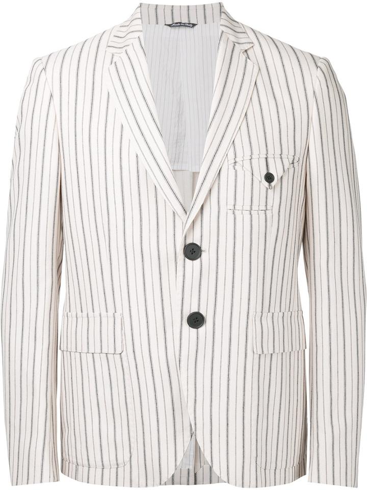 Andrea Pompilio - Striped Blazer - Men - Cotton/viscose - 48, Nude/neutrals, Cotton/viscose