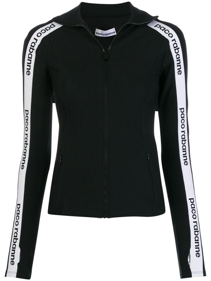 Paco Rabanne Logo Print Stripe Sweatshirt - Black