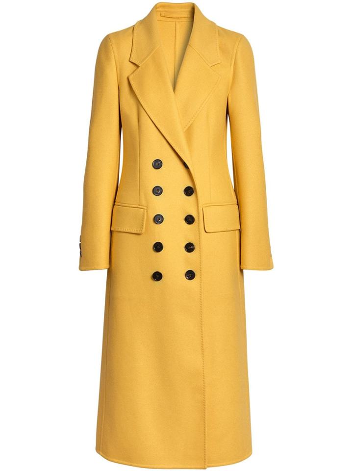 Burberry Double-breasted Cashmere Tailored Coat - Yellow & Orange