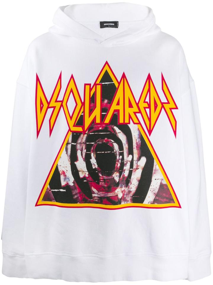 Dsquared2 Oversized Logo Print Hoodie - White