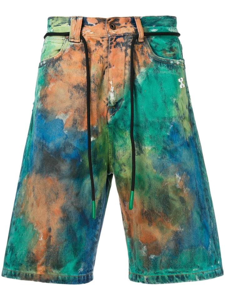 Off-white Paint-effect Shorts - Blue