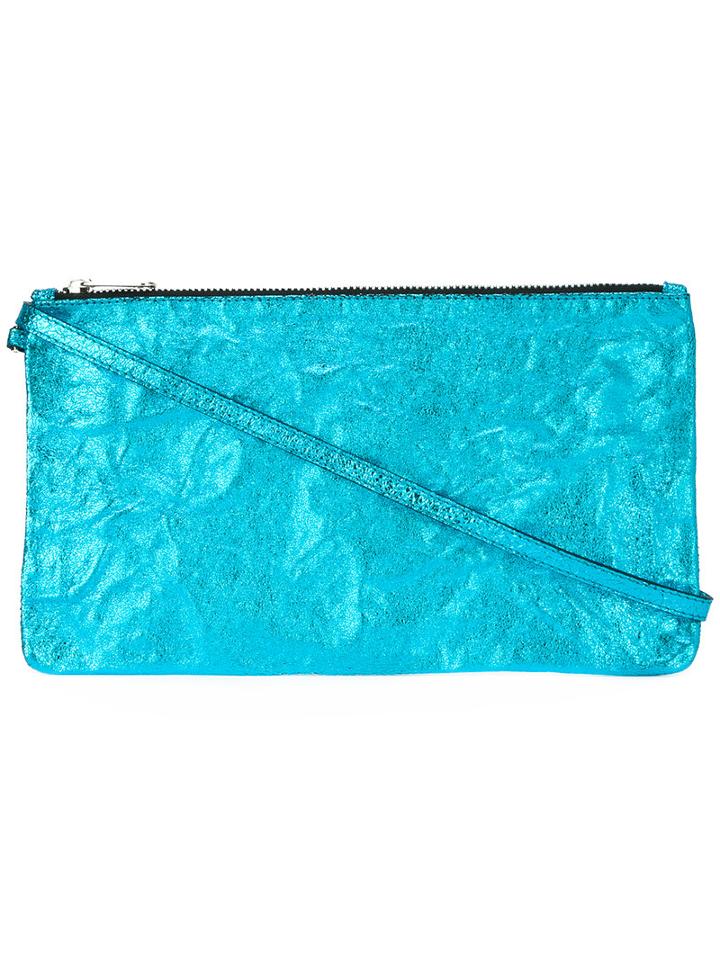 Zilla Zipped Clutch, Women's, Blue, Leather