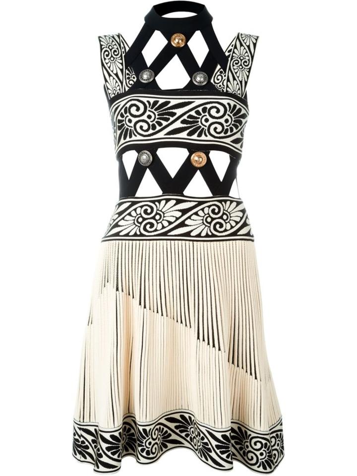 Fausto Puglisi Embellished Cut-out Knit Dress, Women's, Size: 42, White, Viscose/polyamide/polyester/spandex/elastane