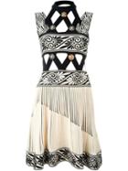 Fausto Puglisi Embellished Cut-out Knit Dress, Women's, Size: 42, White, Viscose/polyamide/polyester/spandex/elastane