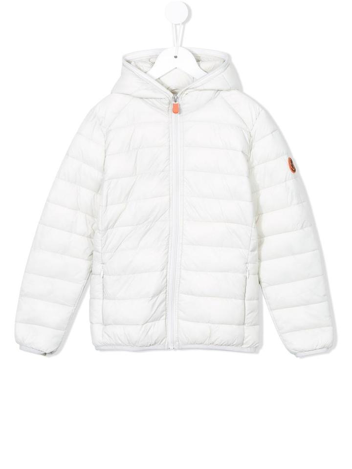 Hooded Padded Jacket, Girl's, Size: 12 Yrs, White, Save The Duck Kids