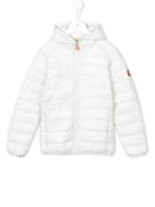 Hooded Padded Jacket, Girl's, Size: 12 Yrs, White, Save The Duck Kids
