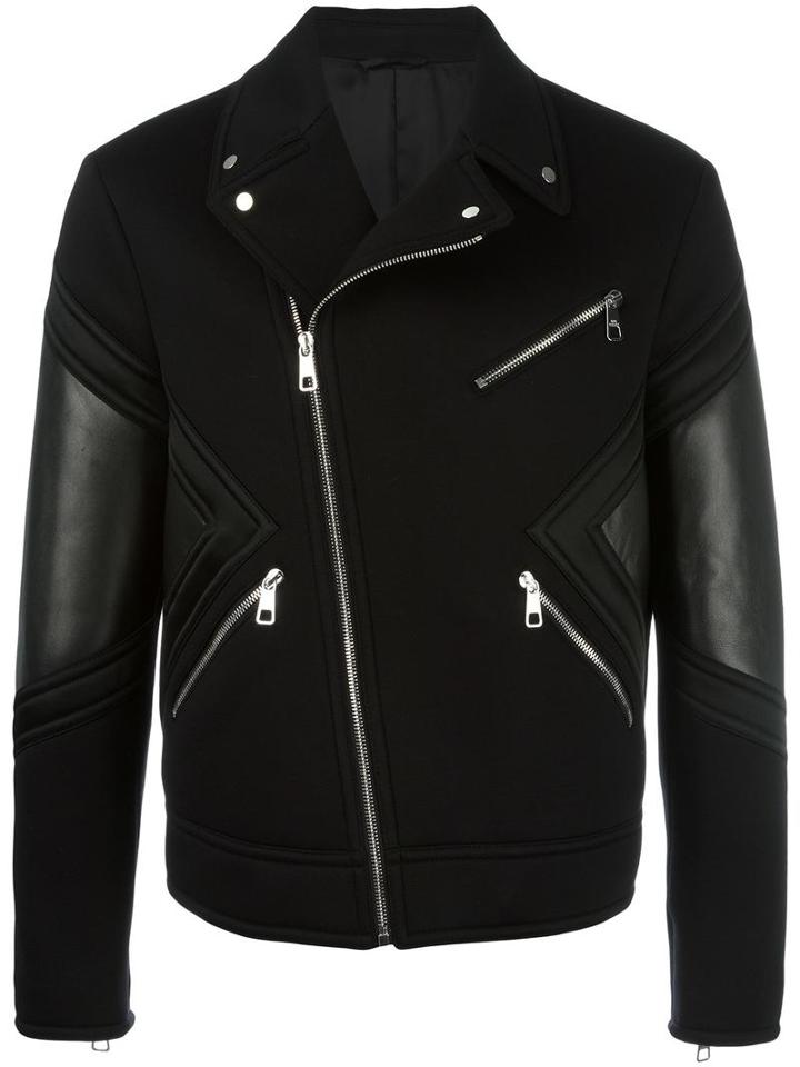 Neil Barrett Biker Jacket, Men's, Size: Small, Black, Viscose/leather/polyester