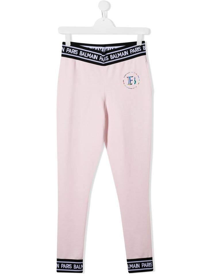 Balmain Kids Teen Logo Trim Sweatpants - Pink