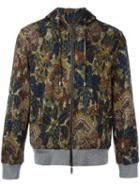 Etro Printed Zip Up Hoodie, Men's, Size: Xl, Green, Cotton/polyamide