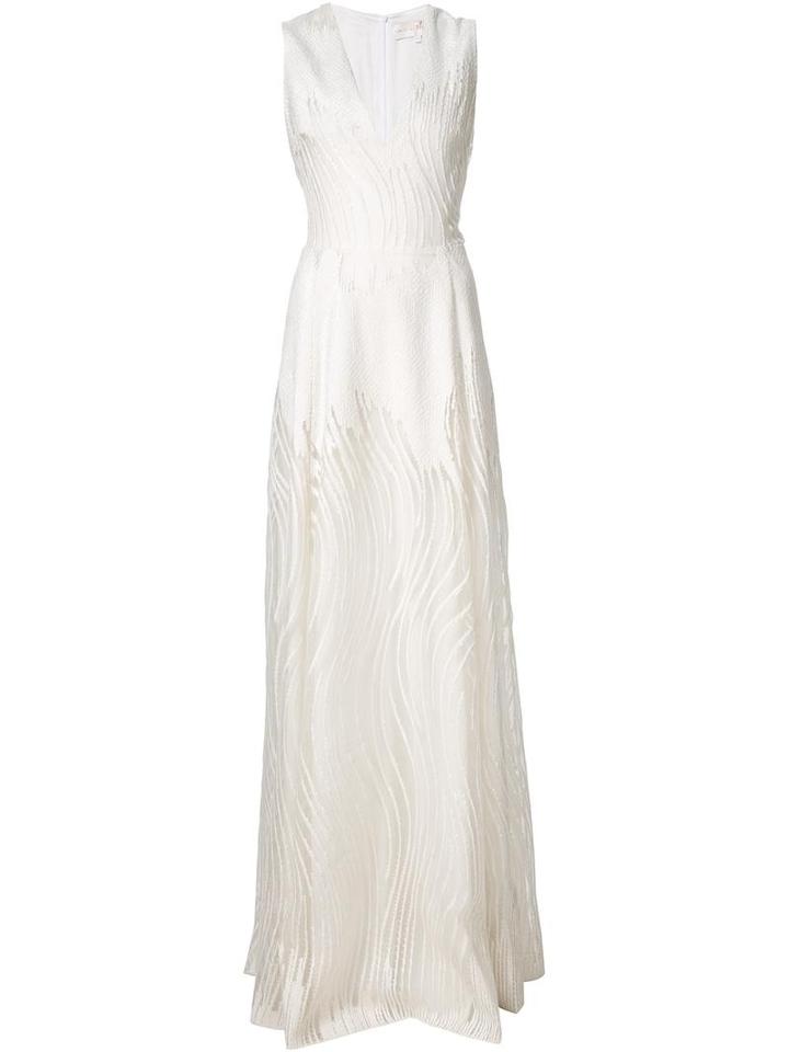 Christian Siriano Devoré Gown Dress, Women's, Size: 6, White, Viscose