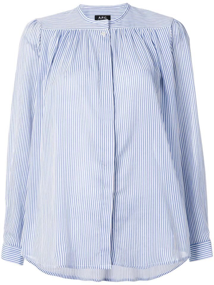 A.p.c. Striped Single Button Blouse - Blue
