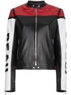 Beau Souci Logo Moto Leather Jacket - Black