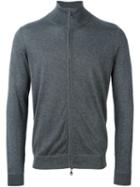 Laneus Roll Neck Zipped Cardigan, Men's, Size: 52, Grey, Silk/cashmere