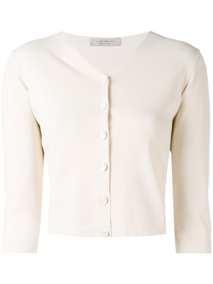 D.exterior - Three-quarters Sleeve Cropped Cardigan - Women - Polyester/viscose - S, Nude/neutrals, Polyester/viscose