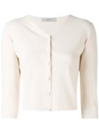 D.exterior - Three-quarters Sleeve Cropped Cardigan - Women - Polyester/viscose - S, Nude/neutrals, Polyester/viscose