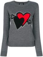 Markus Lupfer Heart Embroidered Sweater - Grey