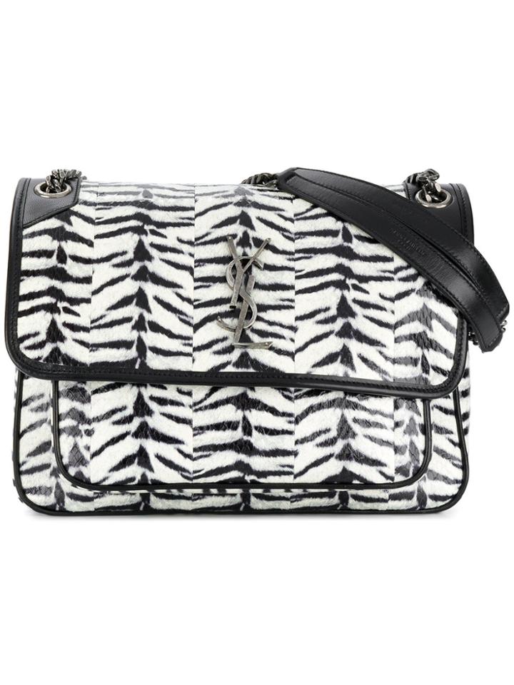 Saint Laurent Tiger Print Medium Niki Chain Bag - Black