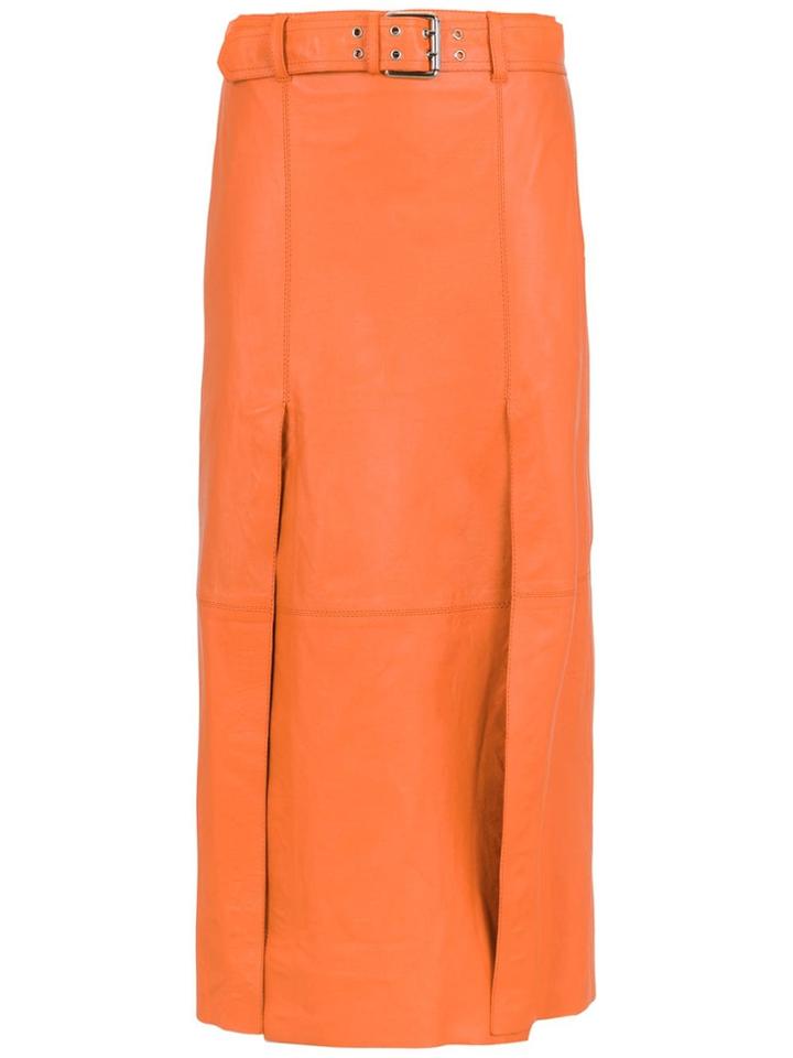 Nk Leather Midi Skirt - Yellow & Orange