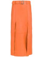 Nk Leather Midi Skirt - Yellow & Orange