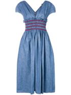 Miu Miu Ruched Waist A-line Dress - Blue