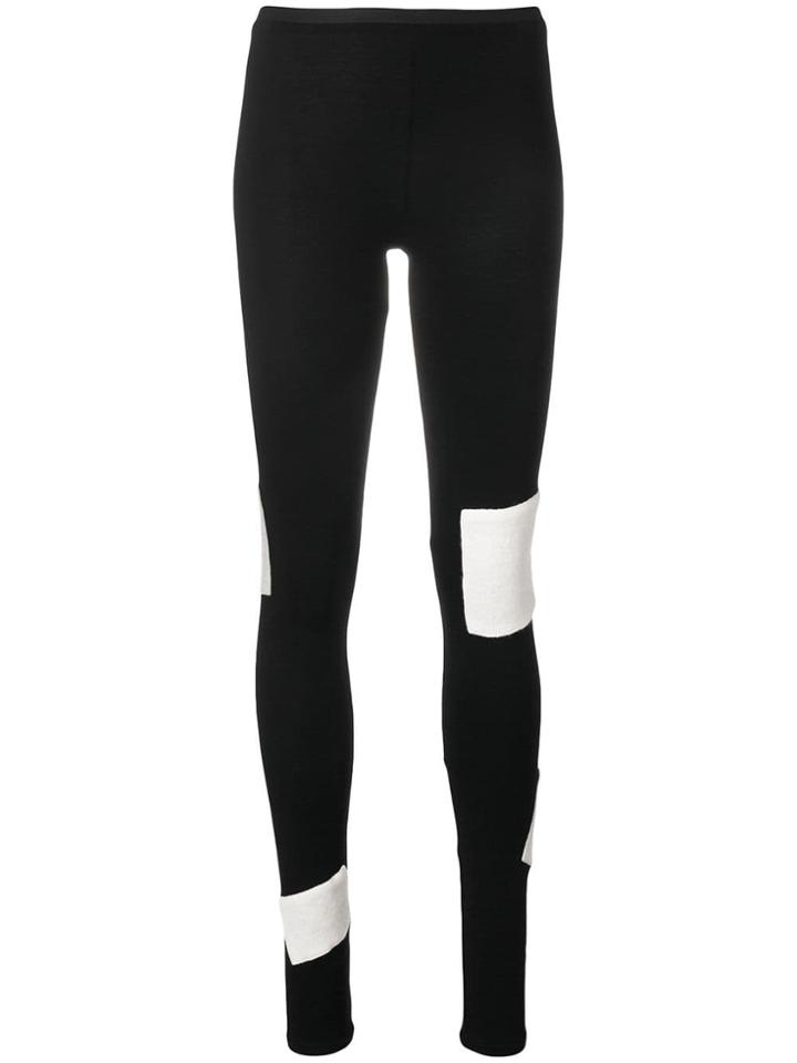 Yohji Yamamoto Contrast Panel Leggings - Black