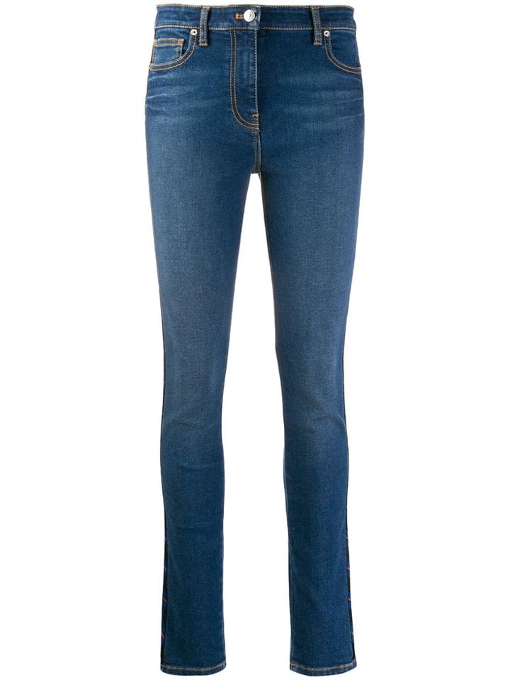 Kenzo Embroidered Side Panel Skinny Jeans - Blue