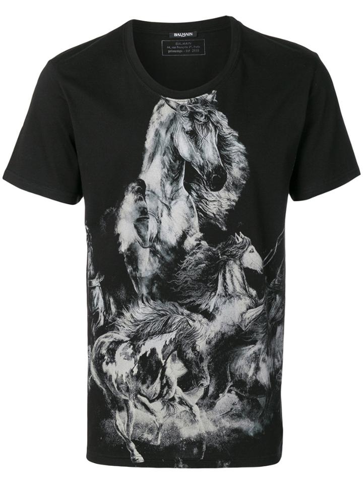 Balmain Printed Horse T-shirt - Black