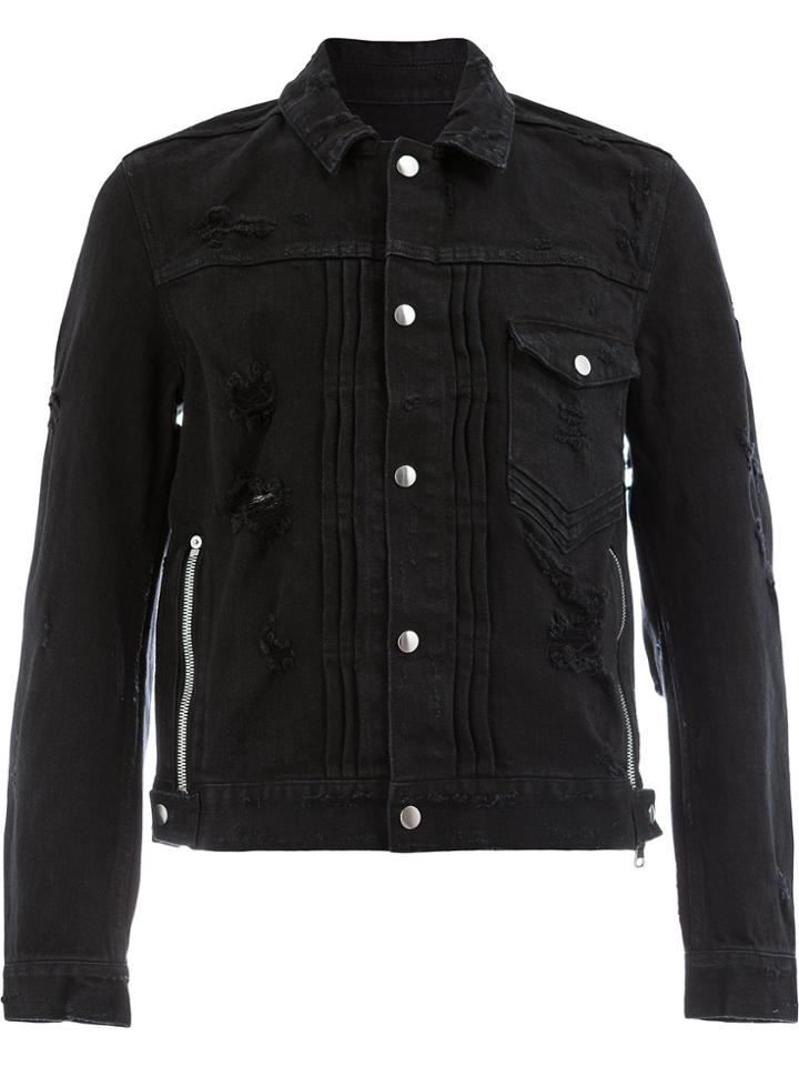 Balmain Distressed Denim Jacket - Black