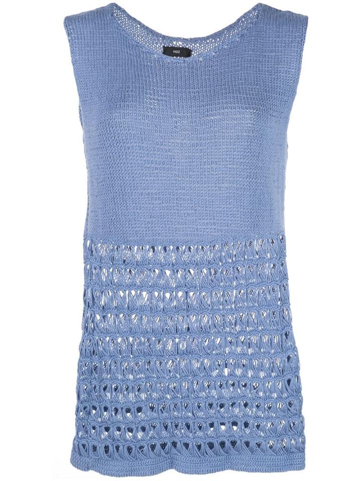 Voz Sleeveless Knitted Top - Blue