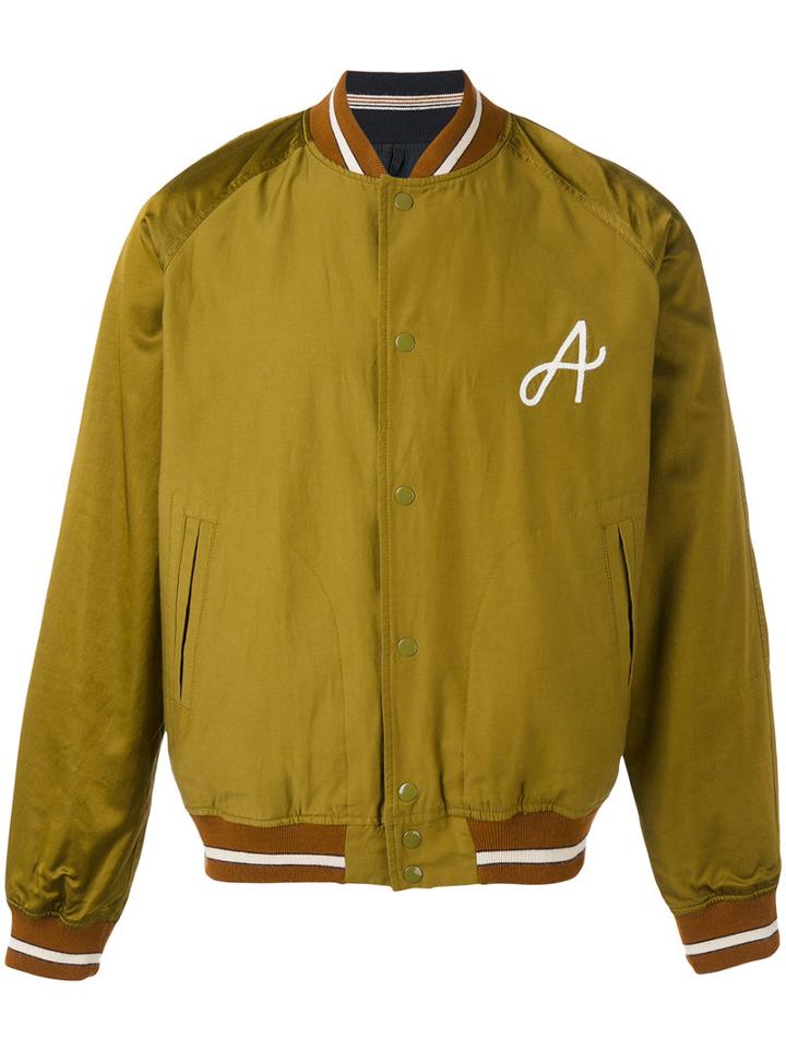 Bellerose - Embroidered 'a' Bomber Jacket - Men - Cotton/viscose - L, Green, Cotton/viscose