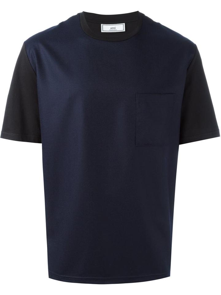 Ami Alexandre Mattiussi Wide Sleeve T-shirt, Men's, Size: Xs, Black, Cotton/wool