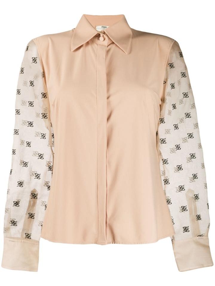 Fendi Sheer-sleeve Blouse - Neutrals