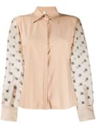 Fendi Sheer-sleeve Blouse - Neutrals