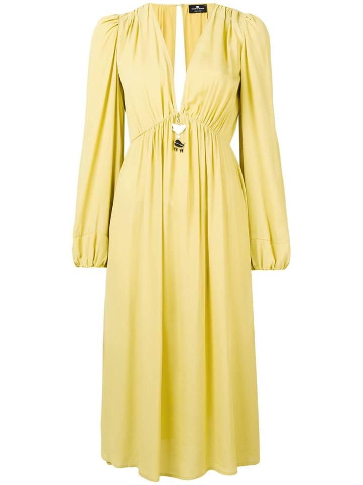 Elisabetta Franchi V-neck Midi Dress - Yellow