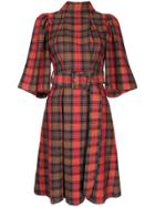 Kimhekim Pleated Tartan Dress - Red