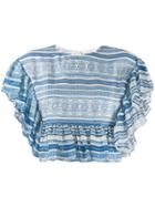 Philosophy Di Lorenzo Serafini Print Ruffle Crop Top - Blue