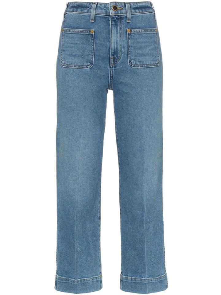 Khaite Raquel Cotton-blend Patch Pocket Jeans - Blue