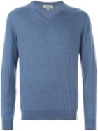 Canali V-neck Sweater, Men's, Size: 50, Blue, Cashmere