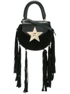 Salar Star Saddle Tote Bag, Women's, Black, Calf Suede/calf Leather/polyurethane/cotton